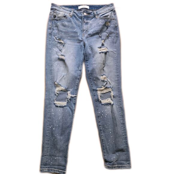 Kancan Raw Hem Estilo Destroyed Paint Splatter Skinny Jeans Size 26 Wome… - Picture 2 of 7